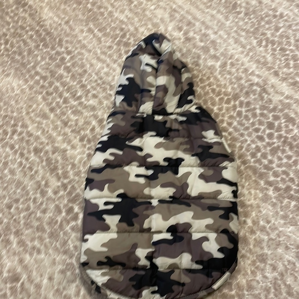 Doggie jacket. Probably worn twice. Camo.